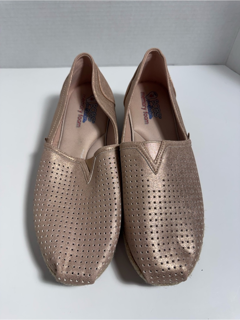 BOBS from Skechers Metallic Rose Slip-On Perforated Flats